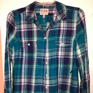 Old Navy Women’s Plaid Long Sleeve Blouse BNWT
